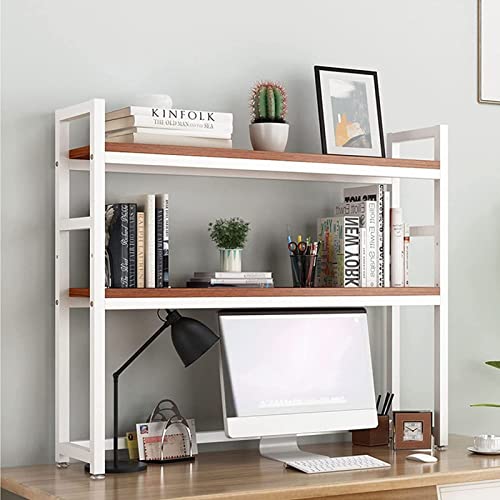 Qinhaixi 2 Layer -Desktop -Bücherregal für Computertisch - Einstellbarer Top Hutch -Bücherregal, Desktop -Bücherregalorganisation Rack, Schreibtischdrucker, Open Desktop -Speicherregal öffnen von Qinhaixi