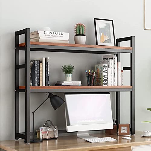 Qinhaixi 2 Layer -Desktop -Bücherregal für Computertisch - Einstellbarer Top Hutch -Bücherregal, Desktop -Bücherregalorganisation Rack, Schreibtischdrucker, Open Desktop -Speicherregal öffnen von Qinhaixi
