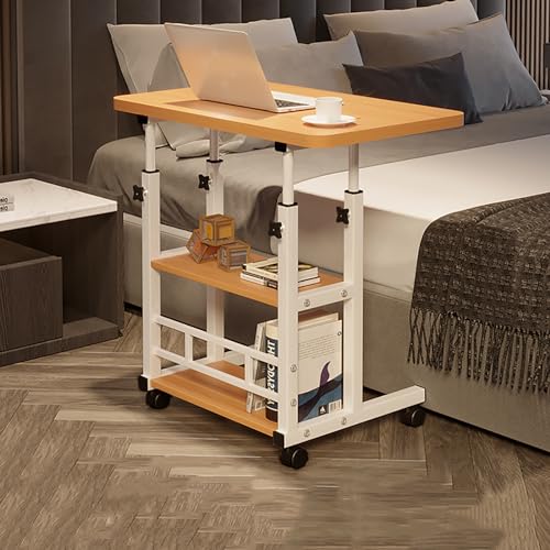 Qinhaixi Computertisch, Stehschreibtisch mit Rädern, Mobile Endtischhöhe Verstellbarer Nachttisch Laptop Rolling Cart C -Form -TV -Tablett mit Lagerregalen für Sofa Couch Qinhaixi Computertisch, Stehschreibtisch mit Rädern, Mobile Endtischhöhe Verstellbarer Nachttisch Laptop Rolling Cart C -Form -TV -Tablett mit Lagerregalen für Sofa Couch von Qinhaixi