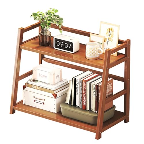 Qinhaixi Schreibtischregal, 2 Tier Wood Desktop -Bücherregal, Organisatoren für Bürobedarf und Zubehör Speicher Display Rack für Zuhause, Büro, Studienraum von Qinhaixi