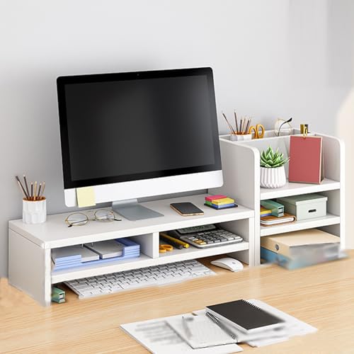 Qinhaixi Schreibtischregal Organizer Holz ausgestattet mit Monitor erhöht von Qinhaixi