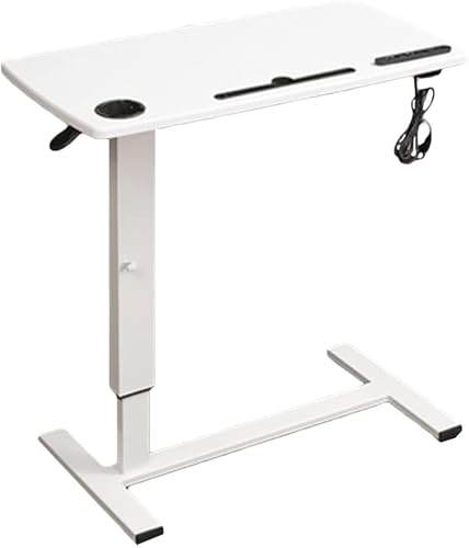 Qinhaixi Überbettetes Schreibtisch, überbetteter Tisch mit Rädern, Einstellbarer Höhe des Krankenhauses im Krankenhaus, mobiler Snacktisch für Laptopbett -Sofa -Krankenhausgebrauch (weiß) von Qinhaixi