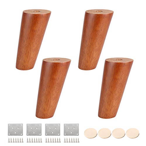 Tischbeine, massive Holzmöbelbeine, Kaffee, Tilt -sich verjüngte Sofa -Beine, DIY -Ersatzbeine für Couch/Schrank/DIY -Schreibtisch/TV -Schrank/Nachttisch mit Zubehör, Set von 4 (50 cm/19,7 Zoll) (12 von Qinhaixi