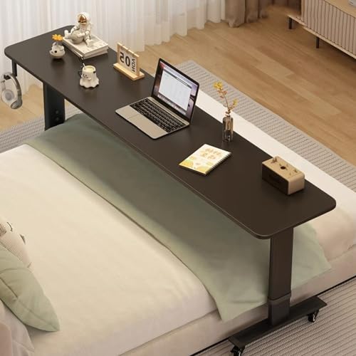 Überbettter Schreibtisch, überbetteter Tisch mit 360 ° -Rädern, rollender Betttisch, Queen -Size -Mobile -Bett -Schreibtisch, rollender Stehschreibtisch, Laptop -Wagen, Rollbetttisch für Zuhause und von Qinhaixi