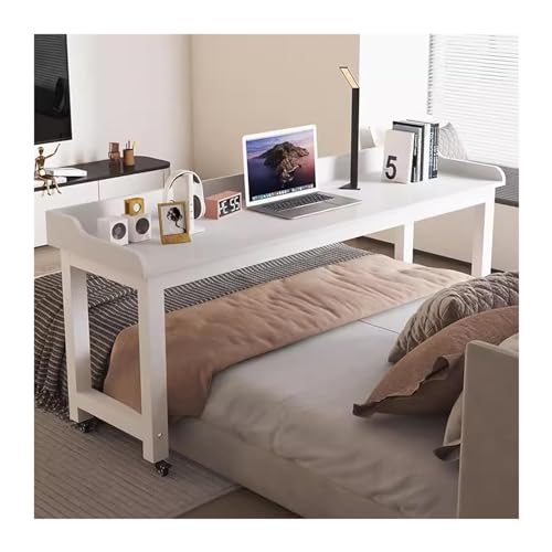 Überbettter Schreibtisch, überbetteter Tisch mit Rädern, über Betttisch, Queen -Size -Mobilbettschreibtisch, stehender Workstation -Laptop -Wagen mit Schallwand, über Betttisch mit schwerem Metallbein von Qinhaixi
