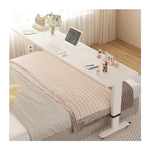 Überbettter Schreibtisch, überbettetes Tisch mit Rädern, über Betttisch, einstellbarer Höhentisch mit Metallrahmen, neben dem Tisch, Rollblech -Tabletttisch für Laptop und Schreiben für Wohnzimmer von Qinhaixi