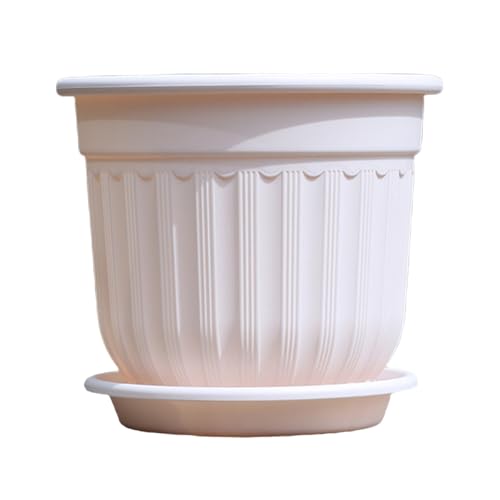 Qinlenyan Blumentöpfe Outdoor Indoor Pflanztopf mit Drainagelöchern und Untersetzer Tablett Orchideentöpfe Garten Pflanztopf für Orchideen Sukkulenten Kräuter Weiß 27x24cm von Qinlenyan