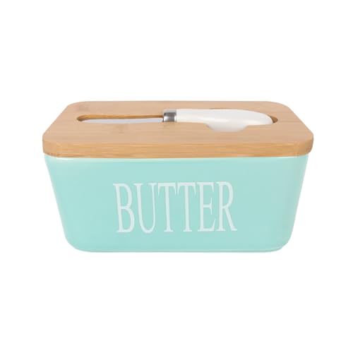 Qinlenyan Bruchsichere Butterdose, Allzweckmesser, Keramik mit Deckel, Mehrzweck-Messer mit großem Fassungsvermögen, für Arbeitsplatte, leicht zu reinigender Behälter, Küche, Grün von Qinlenyan