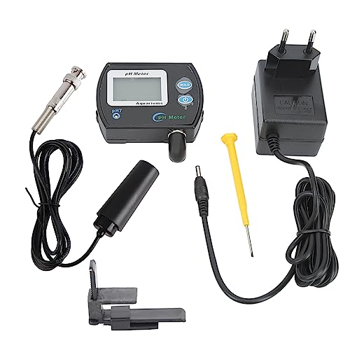 Qinlorgon PH Messgerät, Schwarz Digitales LCD PH Messgerät Aquariumwasserqualitätsprüfgerät Unterstützt Temperaturkompensation und ATC-Funktionen, 118 cm Kabellänge von Qinlorgo
