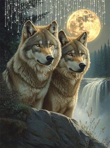 Diamond Painting Erwachsene, Diamant Painting Bilder Fallen 5D Diamond-Painting Wolf DlY Vollbohrer Diamant Kunst Malerei Stickerei Bastelset Erwachsene, für Wohnzimmer Home Wanddeko 30x40 cm Q4-719 von Qinqhuag