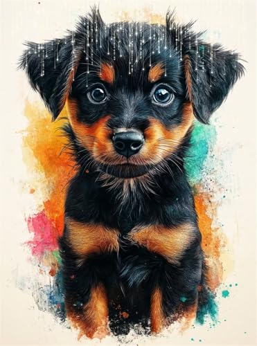 Diamond Painting Erwachsene, Diamant Painting Bilder Hund 5D Diamond-Painting Aquarell DlY Vollbohrer Diamant Kunst Malerei Stickerei Bastelset Erwachsene Set, für Wohnzimmer Wanddeko 90x120 cm Q4-723 von Qinqhuag