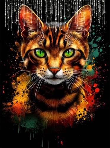 Diamond Painting Erwachsene, Diamant Painting Bilder Katze 5D Diamond-Painting Aquarell DlY Vollbohrer Diamant Kunst Malerei Stickerei Bastelset Erwachsene Set, für Wohnzimmer Wanddeko 35x50 cm Q4-649 Diamond Painting Erwachsene, Diamant Painting Bilder Katze 5D Diamond-Painting Aquarell DlY Vollbohrer Diamant Kunst Malerei Stickerei Bastelset Erwachsene Set, für Wohnzimmer Wanddeko 35x50 cm Q4-649 von Qinqhuag