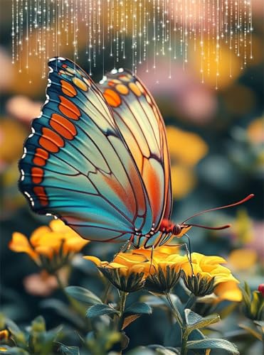 Diamond Painting Erwachsene, Diamant Painting Bilder Schmetterling 5D Diamond-Painting Tier DlY Vollbohrer Diamant Kunst Malerei Stickerei Bastelset Erwachsene, für Wohnzimmer Wanddeko 60x80 cm Q4-737 von Qinqhuag