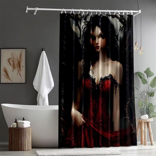 Duschvorhang 100x200cm, Duschvorhänge Sexy Beschwerter Saum Shower Curtains Frau Duschvorhang Wasserdicht Waschbar Polyester Stoff Badevorhänge mit Ösen und 12 Duschvorhangringe für Badezimmer ZQ-1053 von Qinqhuag