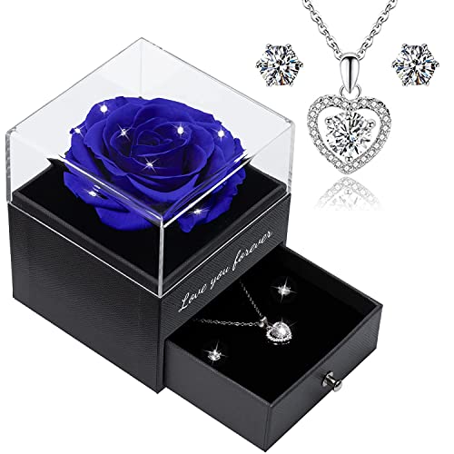 Qinqinxin Muttertagsgeschenk für Mama Ewige Echte Rose Love You Forever Geschenkbox konservierte echte Rose mit Herz für Valentinstag Muttertag Hochzeit Jahrestag Geburtstag Geschenk für Sie von Qinqinxin