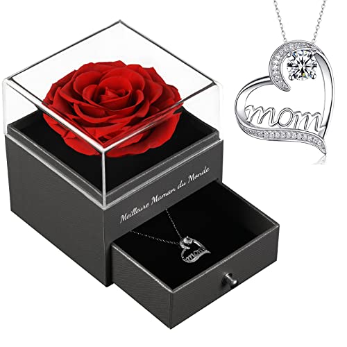 Qinqinxin Ewige Rose Geschenke für Mütter-Meilleure Maman du Monde| Ewige Rose Mama Geschenke Forever Rose für Frauen | Süße Geschenke für Mama Nan Oma | Muttertag Geburtstagsgeschenke von Qinqinxin