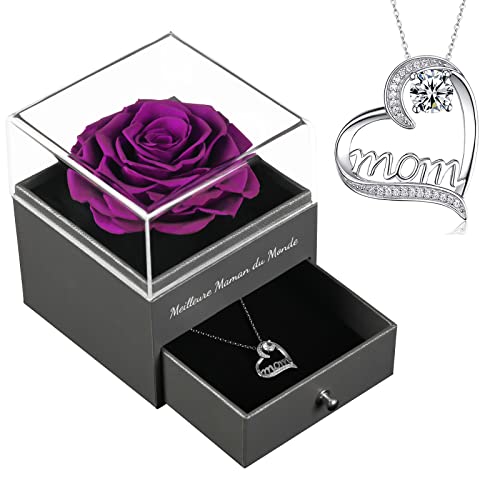 Qinqinxin Ewige Rose Geschenke für Mütter-Meilleure Maman du Monde| Ewige Rose Mama Geschenke Forever Rose für Frauen | Süße Geschenke für Mama Nan Oma | Muttertag Geburtstagsgeschenke von Qinqinxin