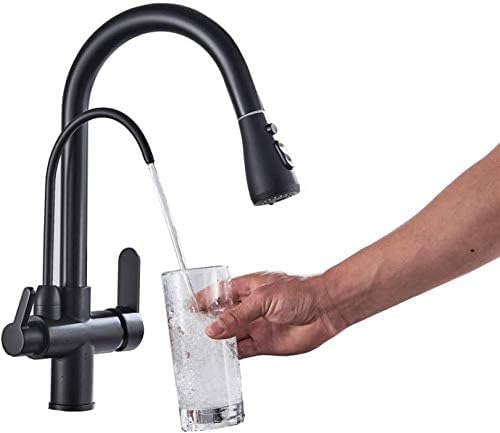 Küche Haken Küchentipps Tap Wasserhahn Edelstahl Matt Schwarzes Wasserküche Tap Doppelgriff Heiße und kalte Trinkwasser von Küchenmischer Zapf von Qinshunxi