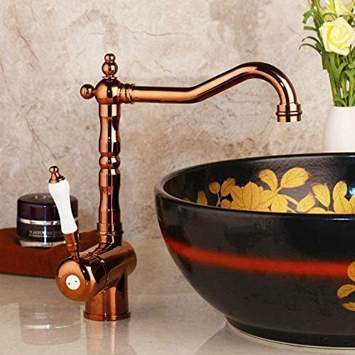 Küche Klotz Wasserhahn Roségoldpolner Keramik Eingriff Schwenze 360 ​​Pink Gold Plattendeck Mount Spüle Stream Ausguss Küchenarmatur Mixer Hahn von Qinshunxi