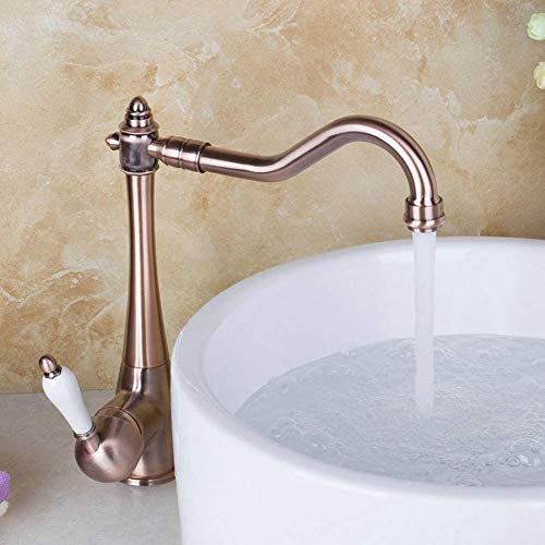 Küche Klotz Wasserhahn Schwenk antikes Messing Kupfer Küchenbecken Waschbecken Wasserhahn Keramikgriff Drehete Arbeitsplatte rotierende Küchenwassermischer Hahn Küche Klotz Wasserhahn Schwenk antikes Messing Kupfer Küchenbecken Waschbecken Wasserhahn Keramikgriff Drehete Arbeitsplatte rotierende Küchenwassermischer Hahn von Qinshunxi