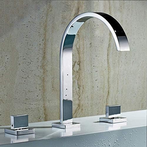 Küche Taps Becken Wasserhahn Deck Badezimmer Wasserhahn Installation Quadratloch 3 Doppelgriff Kupfer Heiße und kaltes Wasser TAP33310 von Qinshunxi