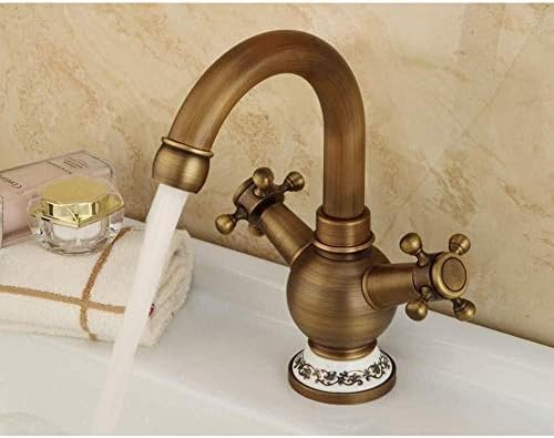 Küche Taps Küchentipps Tap Kitchen Wasserhahn Vintage Style Antique Messing Doppelhahn für Waschbecken Heiße und kaltes Wasser Waschbecken Tap Badezimmerzubehör Küche Taps Küchentipps Tap Kitchen Wasserhahn Vintage Style Antique Messing Doppelhahn für Waschbecken Heiße und kaltes Wasser Waschbecken Tap Badezimmerzubehör von Qinshunxi