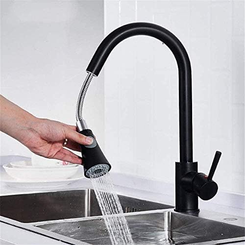 Küchenhackblech Küche Tap Wasserhahn Messing Matt Schwarzer Waschbecken Wasserhahn Ein-Hand-Pull-Wasserhähne Sprühgerät Zwei Optionen Ausguss Küche heiß und kaltes Wasser Küchenhackblech Küche Tap Wasserhahn Messing Matt Schwarzer Waschbecken Wasserhahn Ein-Hand-Pull-Wasserhähne Sprühgerät Zwei Optionen Ausguss Küche heiß und kaltes Wasser von Qinshunxi