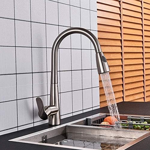 Küchenhackhahn Wasserhahn gebürstet Nickle Küche Spüle Wasserhahn Schwenk ausziehen Küchenarmatur Waschbecken Tippdeck montiert Badezimmer Kran heiß und kalt Wassermixer Küchenhackhahn Wasserhahn gebürstet Nickle Küche Spüle Wasserhahn Schwenk ausziehen Küchenarmatur Waschbecken Tippdeck montiert Badezimmer Kran heiß und kalt Wassermixer von Qinshunxi