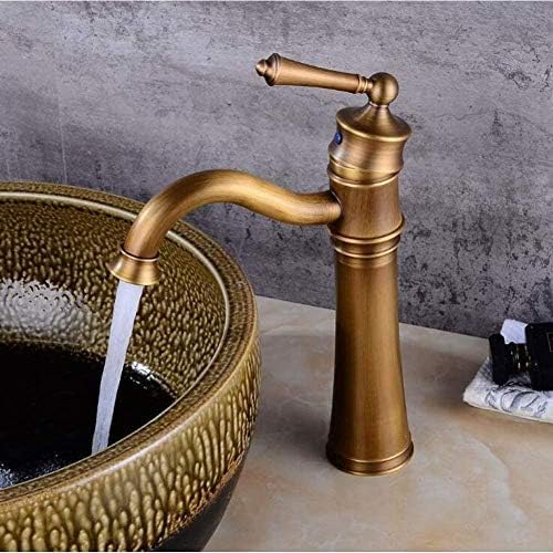 Küchenhacktack Küche Tap Wasserhahnbecken Haken Antike Kupfer Badezimmer Wasserhahnmischer Tap Vintage Heiße und kalte Wasserhahn Waschbecken Mixer Tap Waschbecken Ein Hebelkran von Qinshunxi