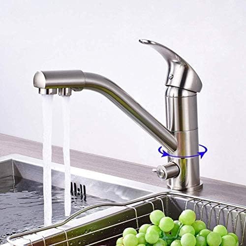 Küchenhahnhahn Wasserhahn gebürstet Nickel Küche Wasserhahn Doppelgriff reines Wasser Waschbecken Heiße und Kaltmischer tippt um ein Loch Küchenhahnhahn Wasserhahn gebürstet Nickel Küche Wasserhahn Doppelgriff reines Wasser Waschbecken Heiße und Kaltmischer tippt um ein Loch von Qinshunxi