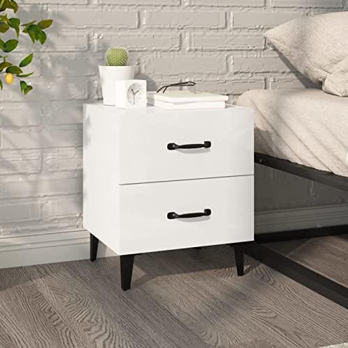 Qinshunxi Nachttische, Nachttische, Nachttabelle Hochglanz weiß 40x35x47,5 cm, Schlafzimmer Nachttisch, Aufbewahrung Nachttisch Nettentisch von Qinshunxi