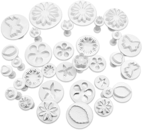 Fondant Ausstecher Set,33 Pcs Fondant Ausstechformen Fondant Werkzeuge Fondant Zubehör Backen Zubehör Fondant Auswerfer für DIY Fondant Torten Deko von Qinsky