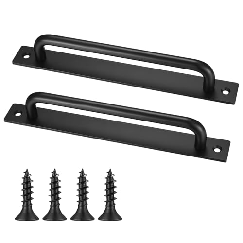 Qinsky Schiebetür Griffe,2 Pcs Schiebetür Handgriff Scheunentor Griff Aluminiumlegierung für Schrank Scheunentor Schiebetüren(Schwarz) von Qinsky