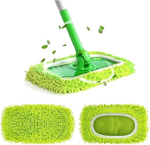 2 Stück Waschbare Bodentücher Mikrofaser Mop Pads 25,4x11,5cm Wiederverwendbare Ersatzbezüge Geeignet für Swiffer Bodenwischer Nass und Trocken Reinigung von QinyOulhause