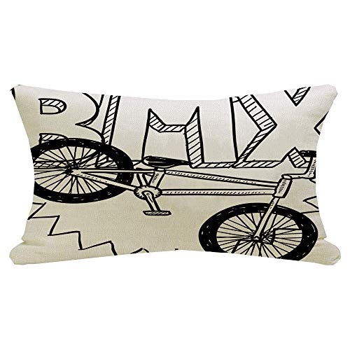 Throw Kissenbezüge Doodle Style BMX Wheel Pedal Bike Equipment Sport Erholung Fitness Gear Freizeitobjekte Gesund Kissen-Bezug Für Sofa, Frühling, Terrasse, 40X60Cm von QiongHaiShiKeXueMaoYiYouXianGongSi