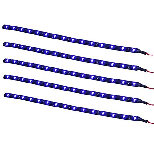 Qiorange 5x 30cm 15 SMD Blau LED Strip Leiste Lichterkette Streifen 12V Wasserdicht (Blau 5PCS) von Qiorange