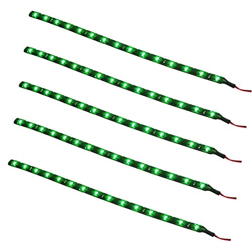 Qiorange 5x 30cm 15 SMD Grün LED Strip Leiste Lichterkette Streifen 12V Wasserdicht (Grün 5PCS) von Qiorange