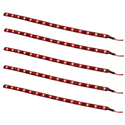 Qiorange 5x 30cm 15 SMD Rot LED Strip Leiste Lichterkette Streifen 12V Wasserdicht (Rot 5PCS) von Qiorange