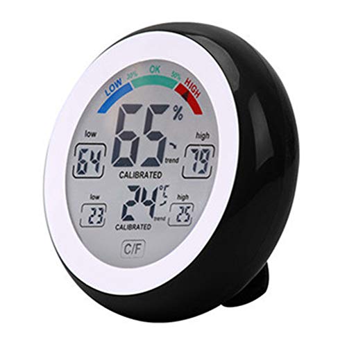 Qiorange Digitales Thermo Hygrometer Thermometer, Digitales Monitor Temperatur und Luftfeuchtigkeit mit Min/Max Records, LCD Display für Schlafzimmer, Büro, Wohnzimmer (Schwarz Typ B) von Qiorange