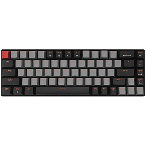Qisan Mechanische kabellose Tastatur Gaming Tastatur Blau Switch Mini Design (60%) 68 Tasten US Layout - Schwarz und Grau von Qisan