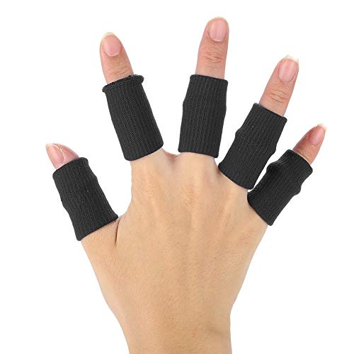 10 Stücke Finger Wraps, Stretchy Flexible Finger Ärmel Unterstützung Fingerschutz Sport Hilfe Arthritis Band(Schwarz) von Qiterr