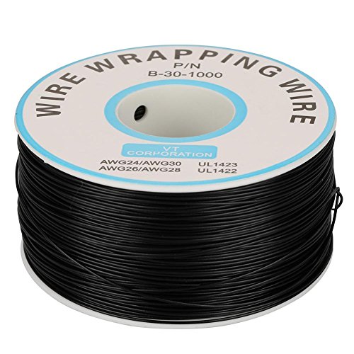 1Roll Electric Cable, Wire-Wrapping Single Kupferdrahtstrang 30AWG Kabel 0,25 mm Kerndurchmesser(Schwarz) von Qiterr