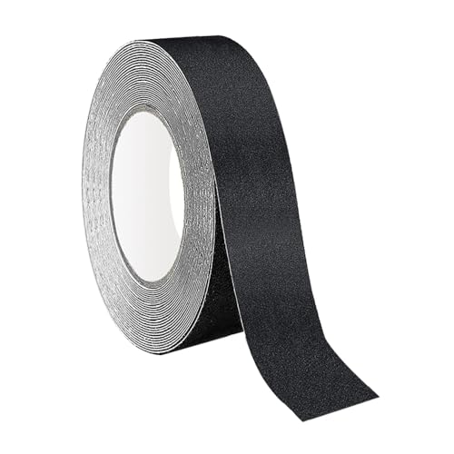 QitinDasen 10 M X 2.5 cm Schwarz Anti-Rutsch Klebeband, Selbstklebend Antirutsch Klebeband, Hoher Traktion Sicherheitsband, für Drinnen und Draußen (1 Rolle) von QitinDasen