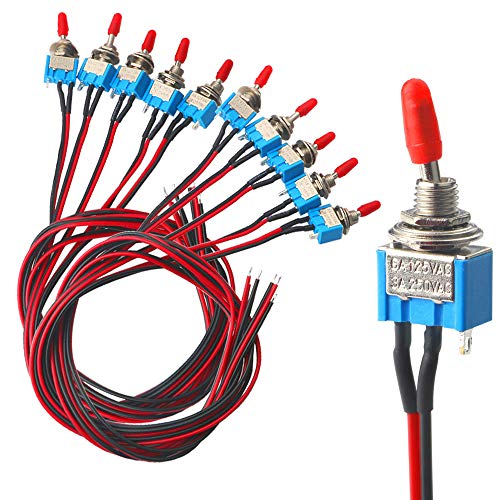 QitinDasen 10Pcs Professionell 3A 250V / 6A 125V Auto Mini Kippschalter mit Vorverdrahtetem, SPST 3-Polig Rocker Toggle Switch, EIN/AUS 2 Position Wippschalter mit Metallhebel QitinDasen 10Pcs Professionell 3A 250V / 6A 125V Auto Mini Kippschalter mit Vorverdrahtetem, SPST 3-Polig Rocker Toggle Switch, EIN/AUS 2 Position Wippschalter mit Metallhebel von QitinDasen