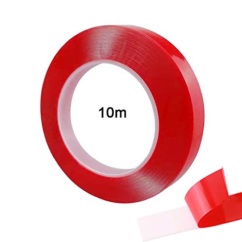 QitinDasen 10m X 20mm Premium Heavy Duty Doppelseitig Acryl Klebeband, Transparent Doppelseitig Montage Klebeband Rolle, Wasserdicht, Hitzebeständig, Abnehmbar (Dick 0.5mm) von QitinDasen