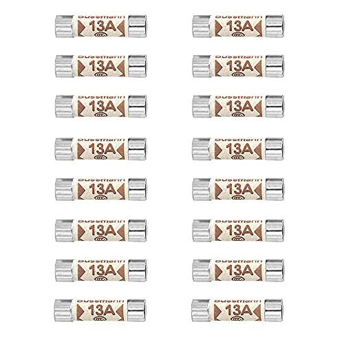 QitinDasen 16Pcs BS1362 Sicherungen, 13A Keramikrohr Sicherungen, 25 X 6.3mm Patronen Sicherungen, 240V Haushalts Netzstecker Sicherung von QitinDasen