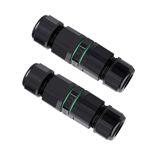 QitinDasen 2 Stück 3 Polig Wasserdicht Außen Kabelverbinder, IP68 Wasserdicht Abzweigdose Außen Kabelverbinder, für Kabeldurchmesser 6～12 mm (Press Typ) von QitinDasen