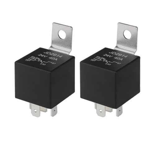 QitinDasen 2 Stück 5 Polig Auto Relais, 24V 40A SPDT KFZ Relais mit Metall-Montagehalterung, für PKW LKW Boot (Schwarz) von QitinDasen