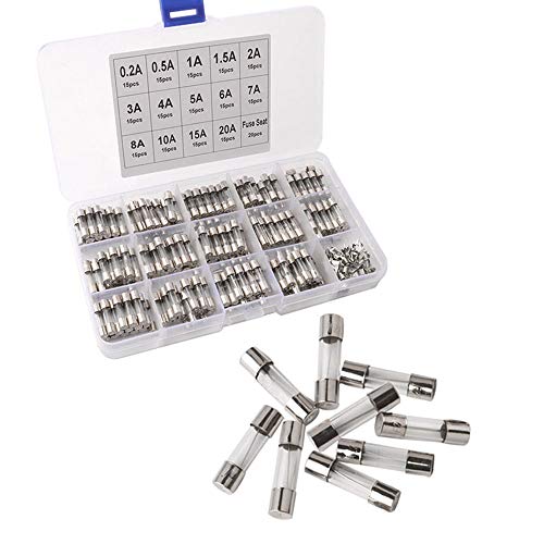 QitinDasen 210Pcs Professionell 5 X 20mm Auto Glasrohrsicherungen, Schnelle Schlag Glassicherung, Fast Schlag Glas Sicherungen, mit 20Pcs Sicherungssitz von QitinDasen