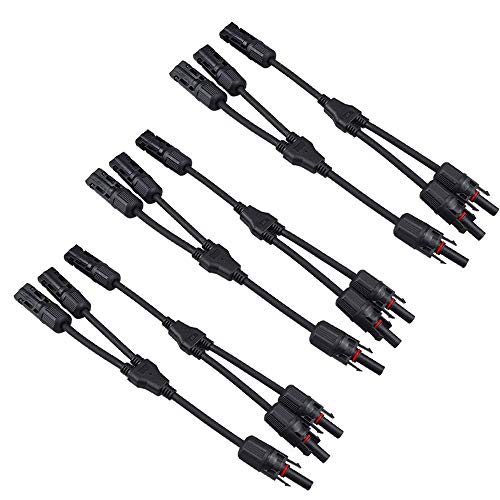 QitinDasen 3 Paar Professionell Solarstecker, Solar Y Abzweigverbinder Y Branch Connector, Photovoltaik Steckverbinder Parallelverbinder für Solarpanel von QitinDasen